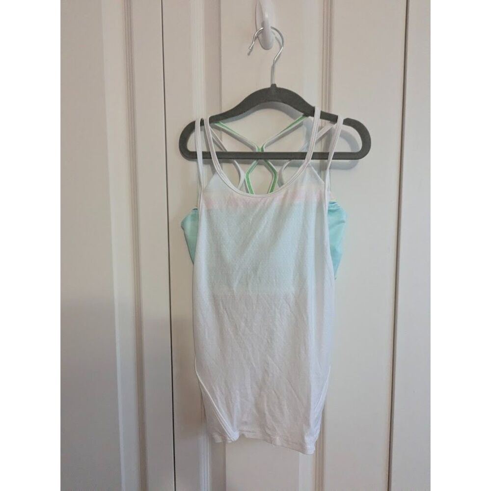 Ivivva by Lululemon white blue layered tank top sz 8 girls